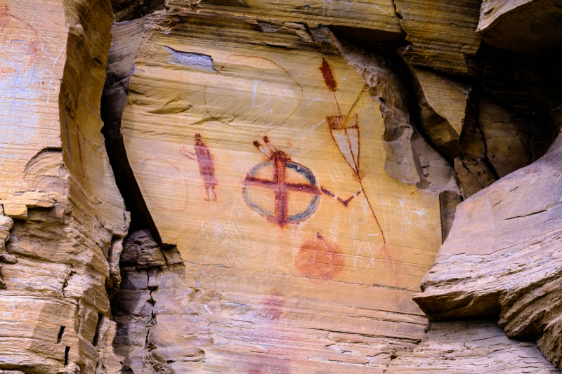 Shield warrior pictographs at Bear Gulch near Lewistown (2018)