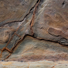 Iron staining in jointed sandstone, Beach 1 north of Queets, Washington.