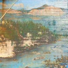 Fading mural on bridge over Columbia River, Oregon.