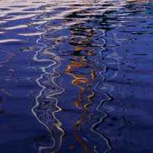 Wooden boat reflections, Washington.