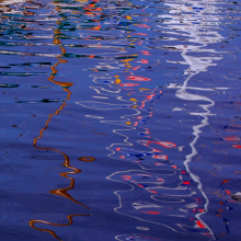 Wooden boat reflections, Washington.